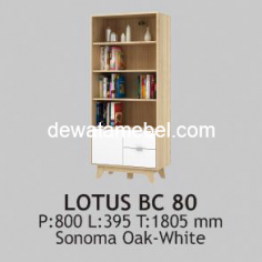 Rak Buku - Activ Lotus BC 80 / Sonoma Oak - White